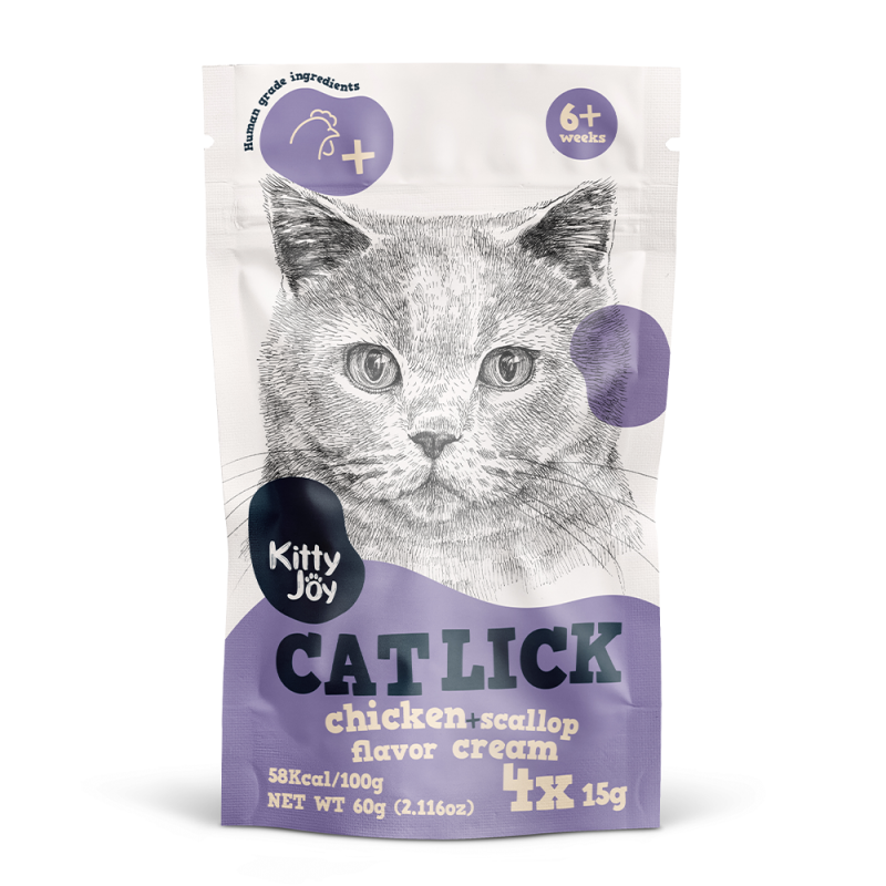 Kitty Joy Cat Lick Chicken + Scallop Flavor Cream Cat Treats (4x15g)